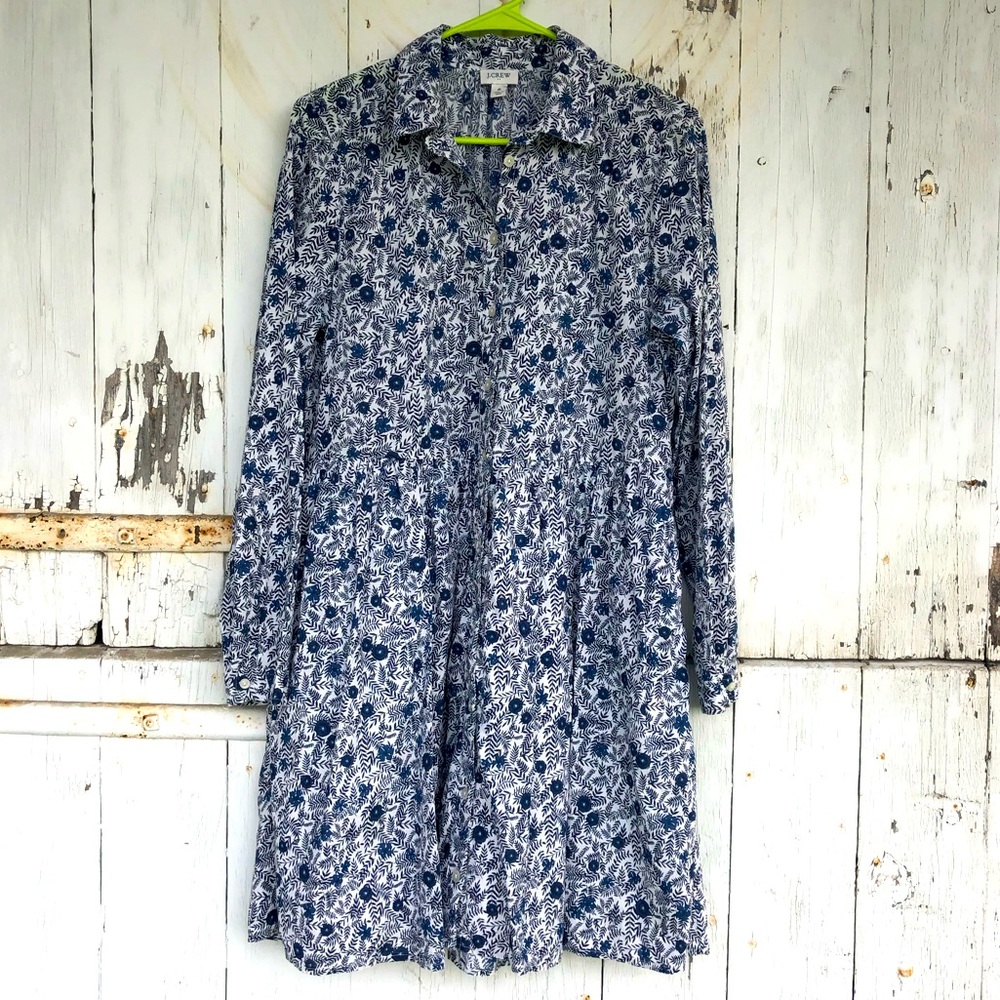 J Crew Floral Shirt Dress Size 8